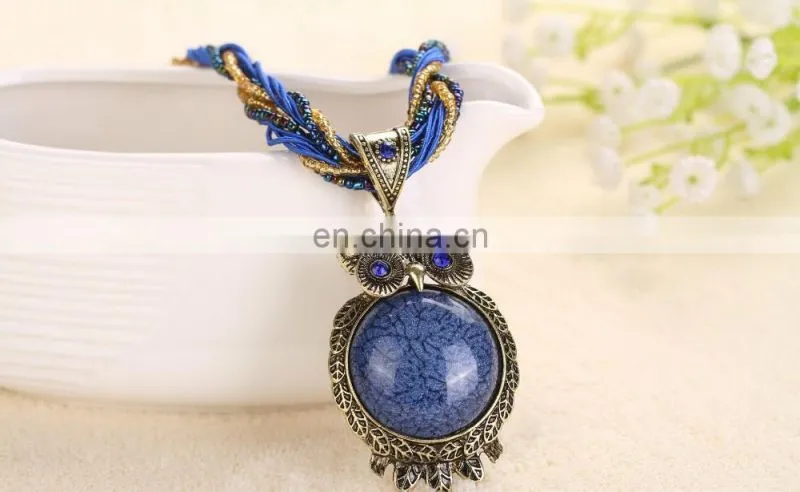 New Fashion 17 Color Owl Pendant Chain Necklace Chrismas Gift Jewelry