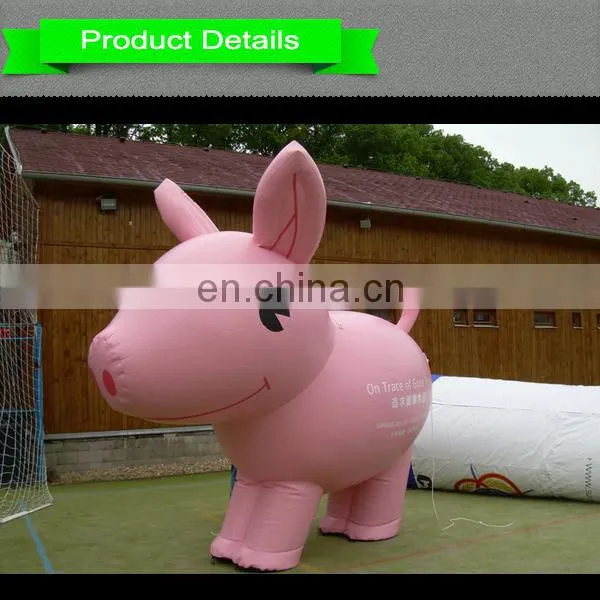 Outdoor promotional inflatable pink pig cartoon animal for trade show