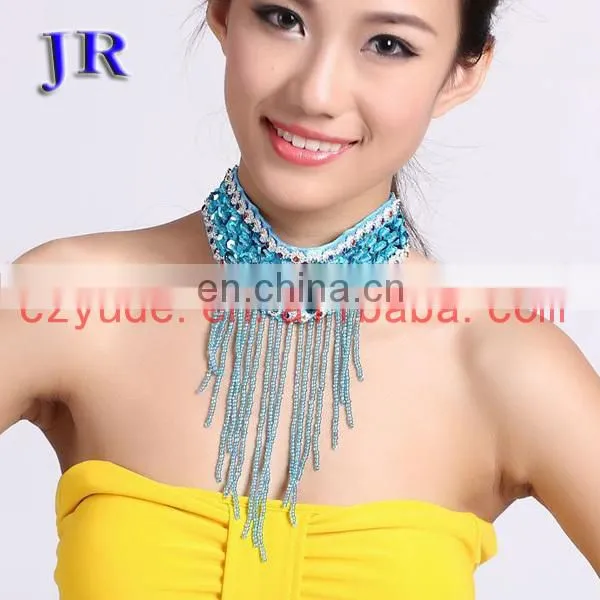 Indian wholesale belly dance beaded tassel necklace P-9005#