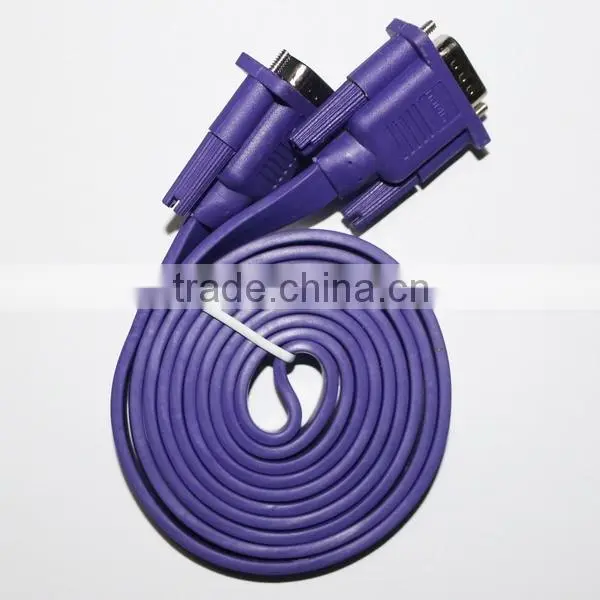 15 pin ( 3+4 ) male to male FLAT VGA CABLE With Gold or Nickel Plated connector