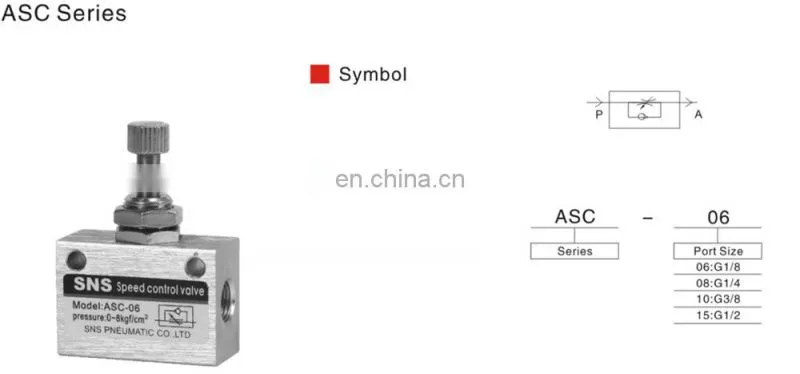 SNS pneumatic ASC series air flow control valve