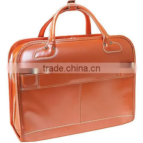 brown leather computer bags with wheels for business