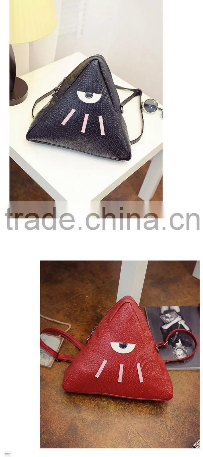 Crocodile grain small triangle PU bag shoulder crossbody backpack cosmetic makeup ladies bags