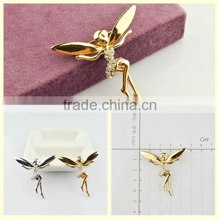 Jewelry from Italy gold diamond fairy angel brooches China wholesale