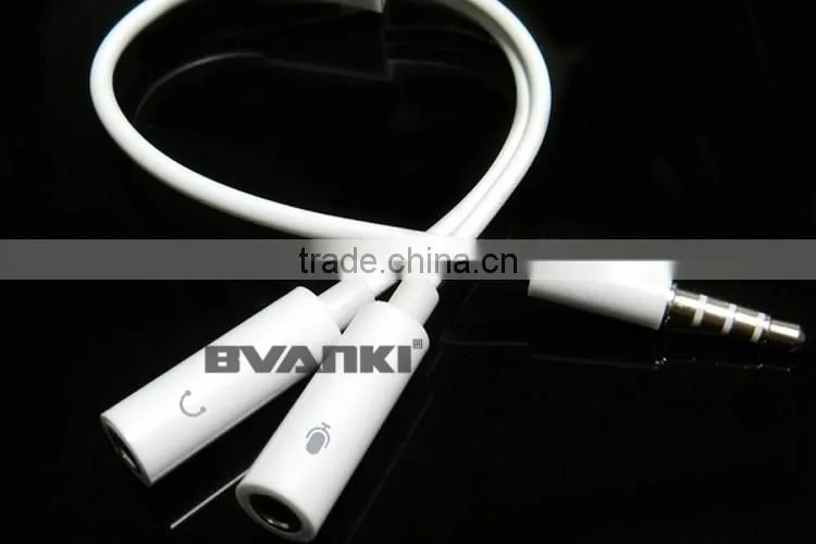 2016 online shopping Custom aux cable wholesale for iphone 3.5mm Y Splitter Audio Cable 1 male to 2 female audio cable