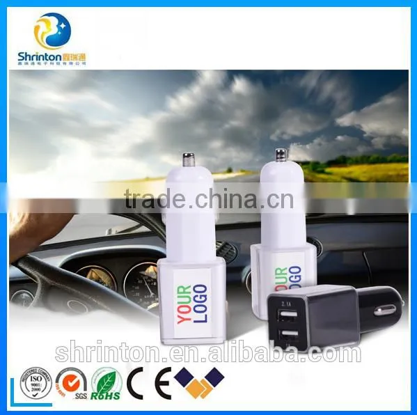FCC CE Rohs safety 5V 2.1A Dual USB car charger adapter/quick charger car adapter