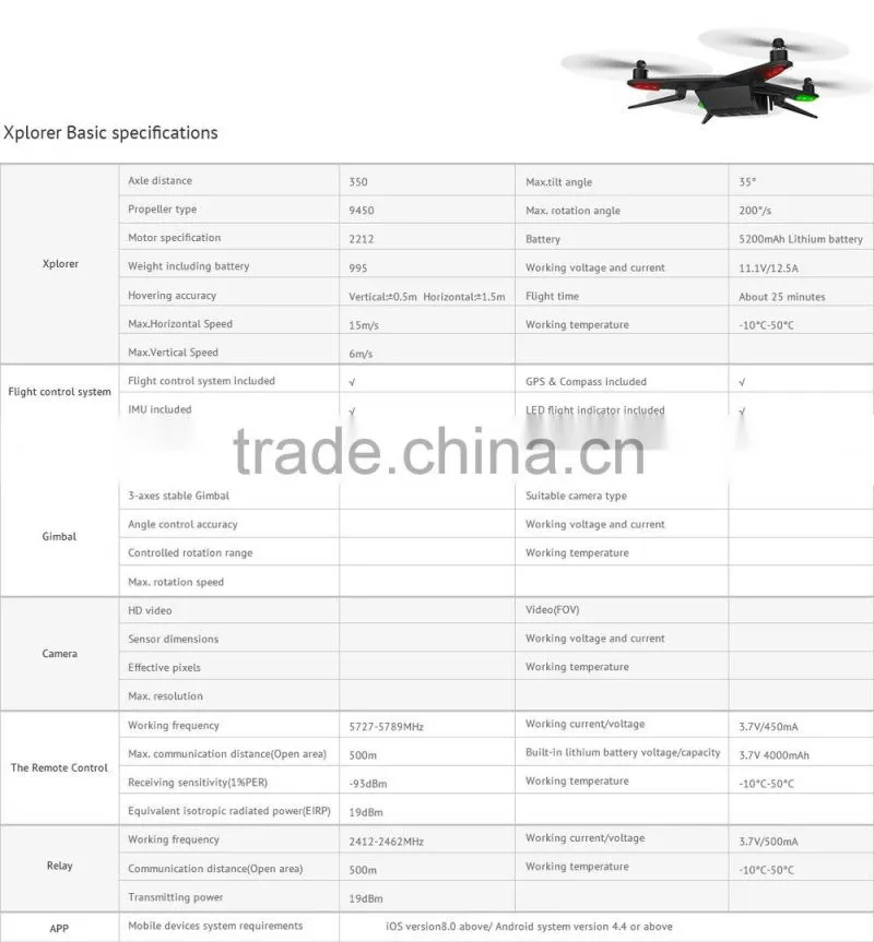 XIRO XPLORER Quadrotor Quadcopter Aircraft UAV RC Drone Hobby Smart Flying camera
