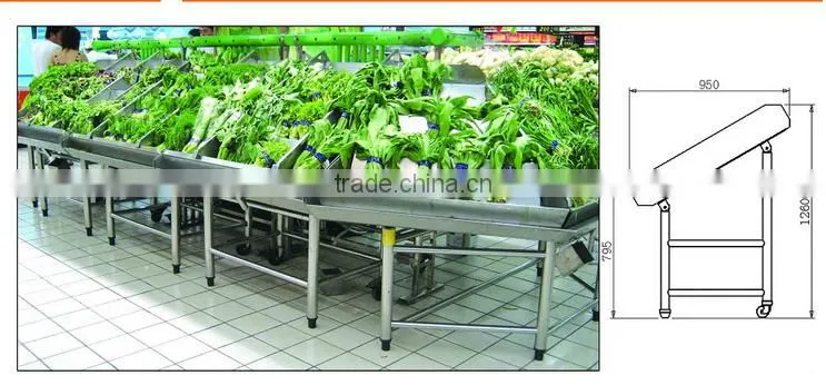 APEX supermarket shelf or grocery stainless steel fruit vegetable display rack/vegetable and fruit display shelves