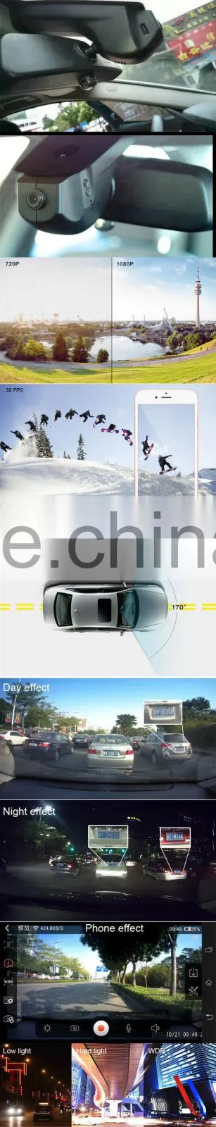 Wifi car hidden camera in car mirror,hidden camera for car
