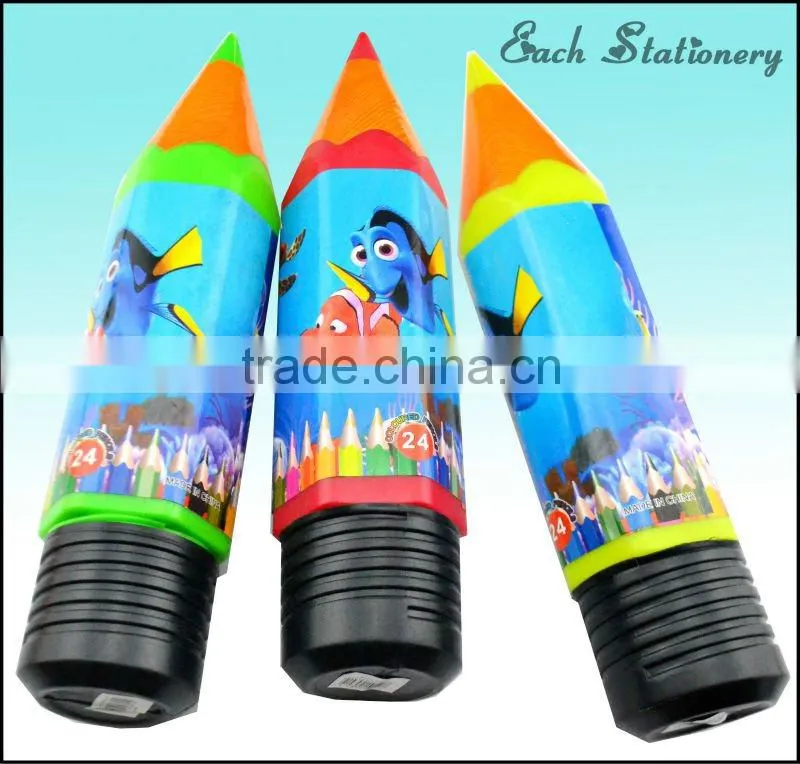 7" HB 12pcs color pencil in big plastic pencil case