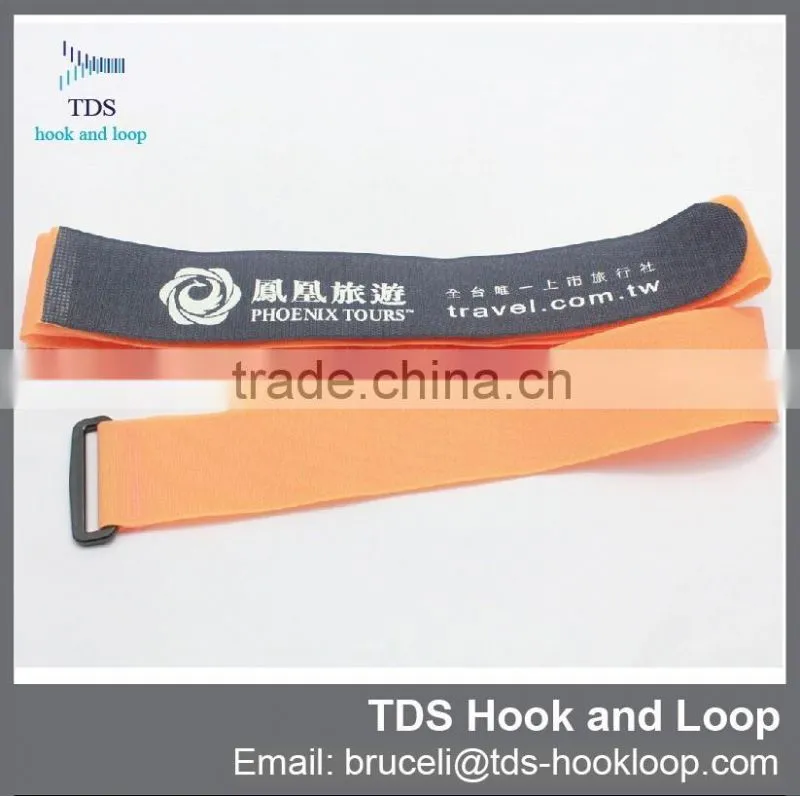 customized custom logo hook and loop luggage strap