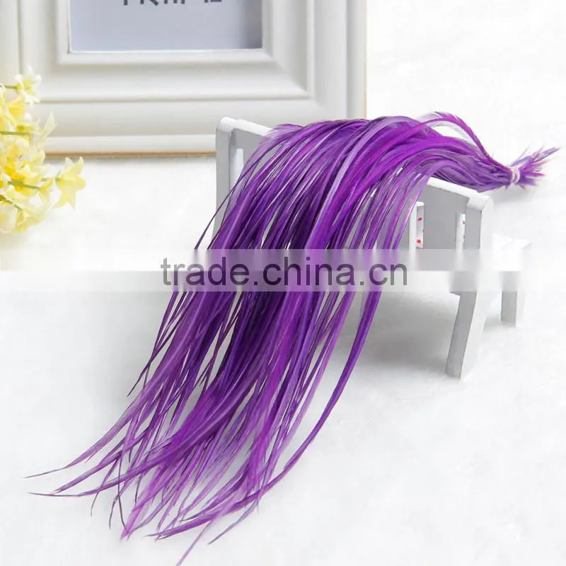2015 New Arrival Factory Price real rooster feather hair extensions pure color feathershair extension