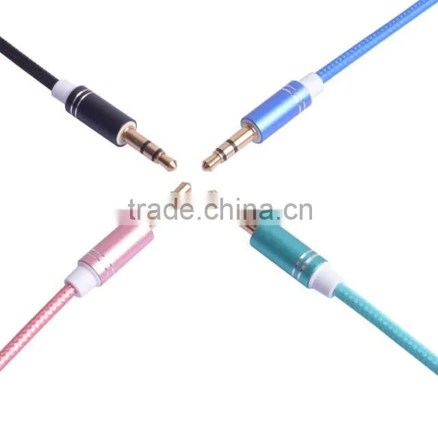 NY braided 3.5mm Audio Cable 3.5mm Stereo Audio Cable glod plated