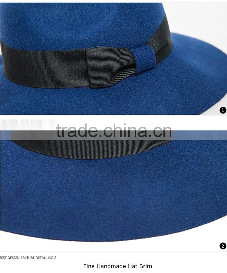 Custom Wide Brim Wool Felt Hat Wholesale Women Men Fedora Hat