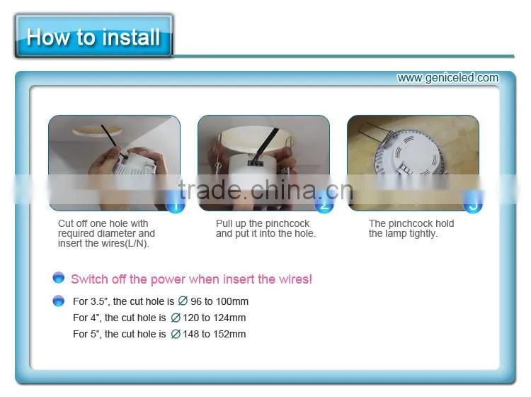 AC100-240V 4inch 8W le down lights