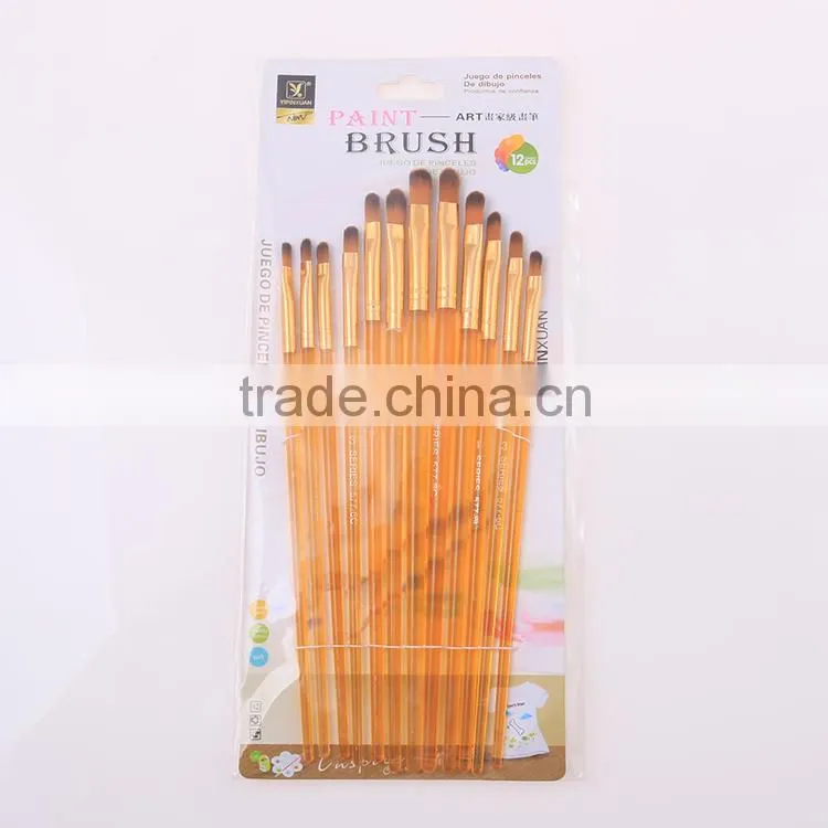 Free Sample 12pcs Set Nylon Hair Plastic Handle Artsit Painting Brush