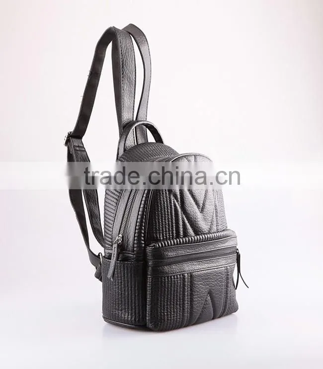 4785-china wholesale women black PU quillting backpack