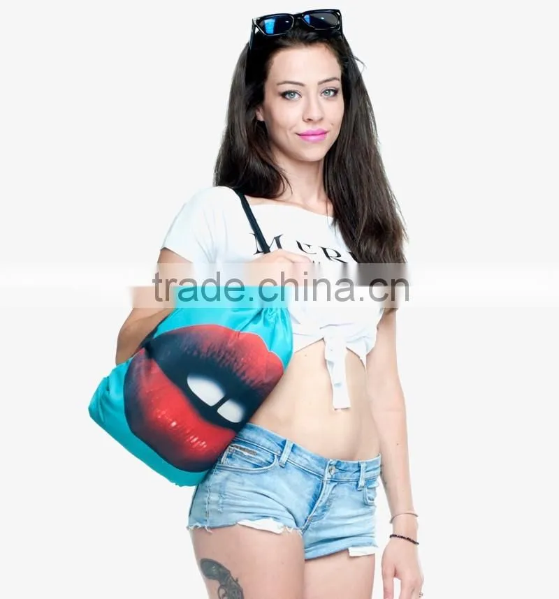 Custom printing 300D cheap fashion draw string bag