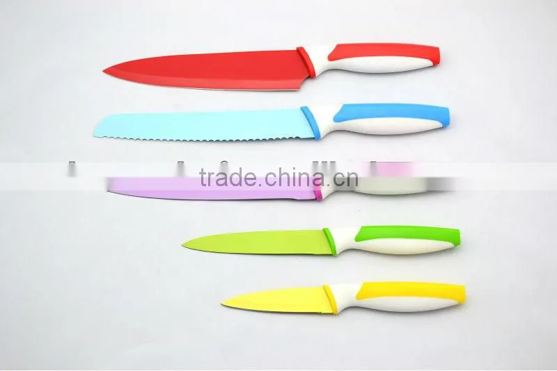 5pcs Non-stick stainless steel Color kitchen Knife Set