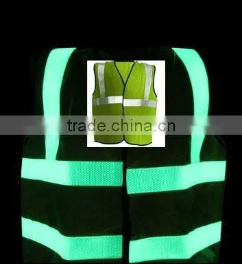 photoluminescent and reflective vest/ glow and reflective vest /auto reflective vest