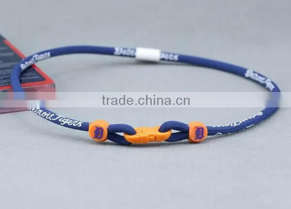 Custom Fashion Triple Braided Titanium Rope Sports Baseball Necklace 16" 18" 20" 22" Inch