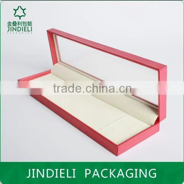 red paper beauty design necklace jewelry box with pvc window