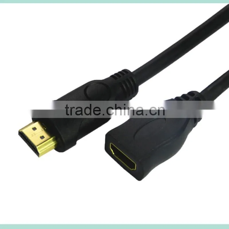 low price HDMI 19pin Male to Female cable with gold connector support 3D and 4K
