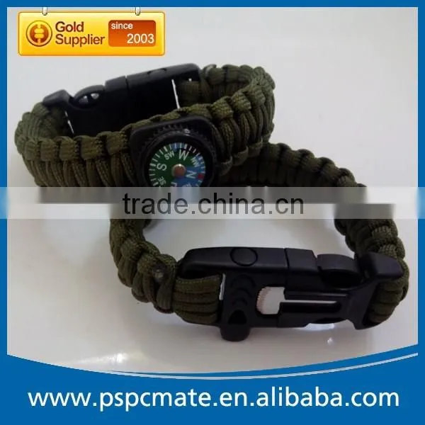 Emergency Paracord Bracelet with Flint Compass Whistle