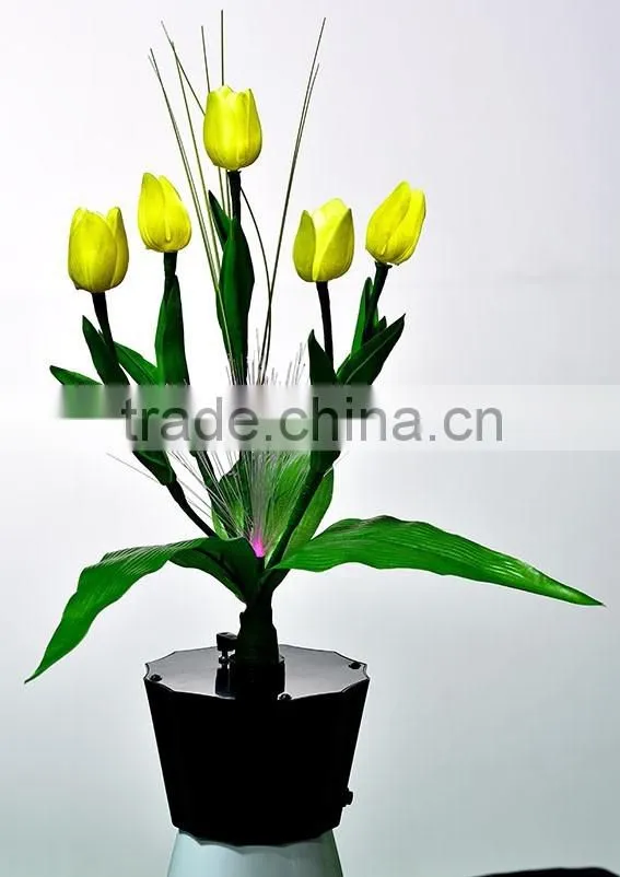 New Design 5 head Artificial PU Tulip Flowers Wedding Decor Flower LED Light