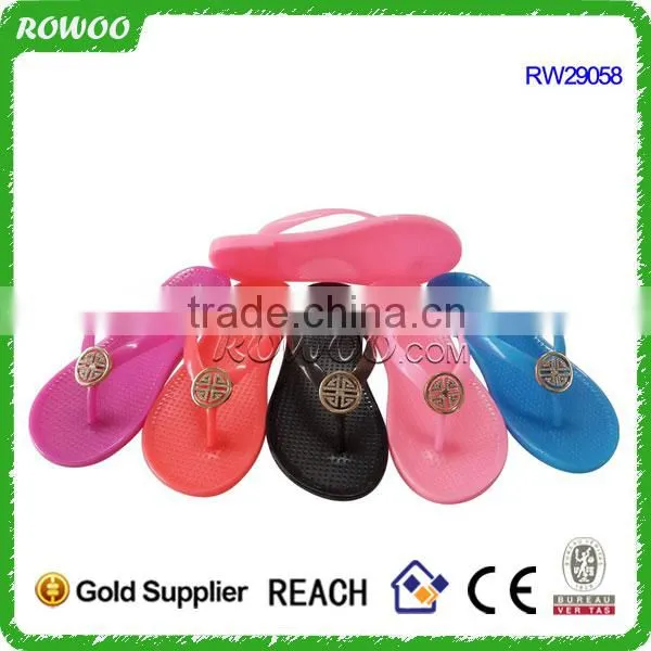 Made in China Hot Sale Adult Size Jelly Flip Flop with flower
