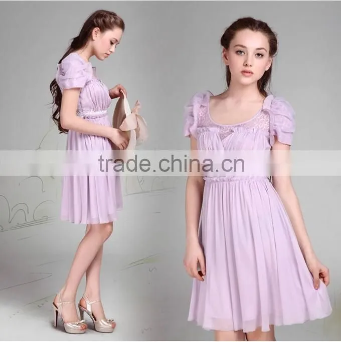 2015 Fashionable Puff Sleeve Design Bridesmaid Dresses Women