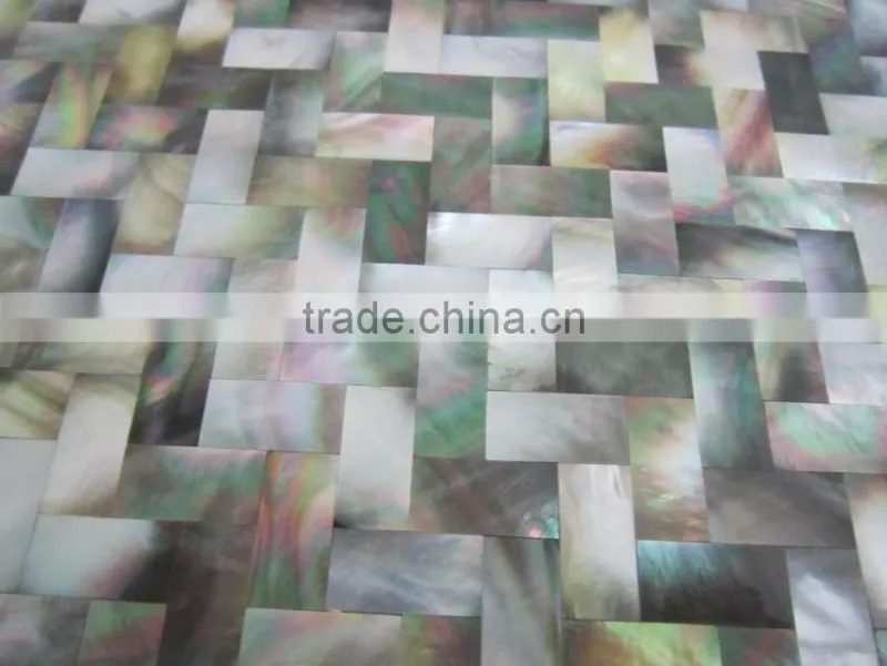 Blacklip shell mosaic tile in herringbone pattern,sea shell tile