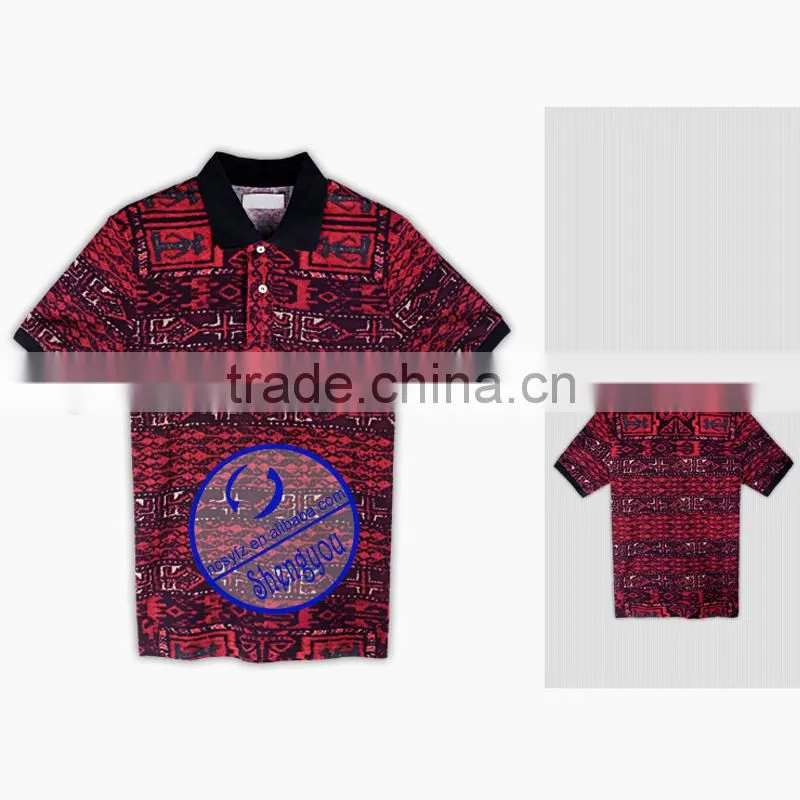 Custom wholesale allover printed polo shirt for men