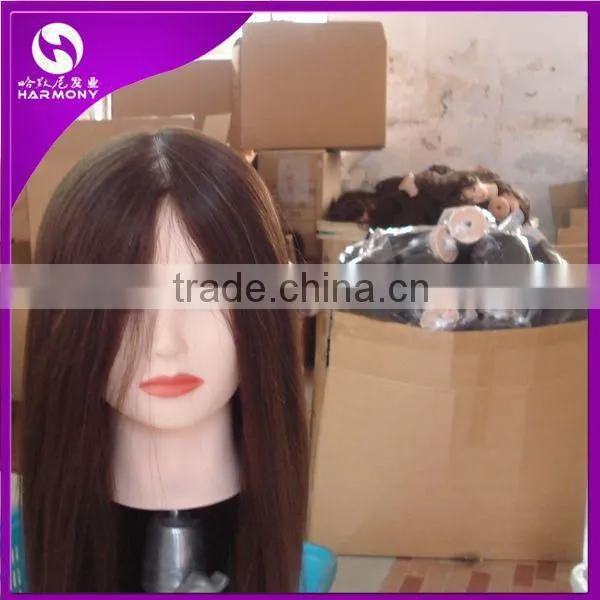 2015 cheap cosmetology salon human hair training head for hairdressers/100% human hair training doll head practice head