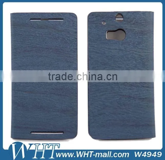 Hot Sale Wood Design Wallet Leather Case for HTC One M8, for HTC One M8 Leather Case