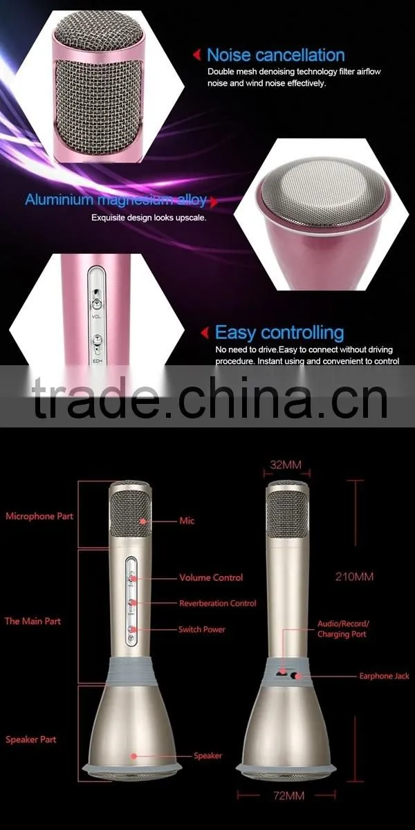 Mobile phone computer tablet Bluetooth handheld speaker Portable KTV karaoke Player condenser microphone Singing Record k068