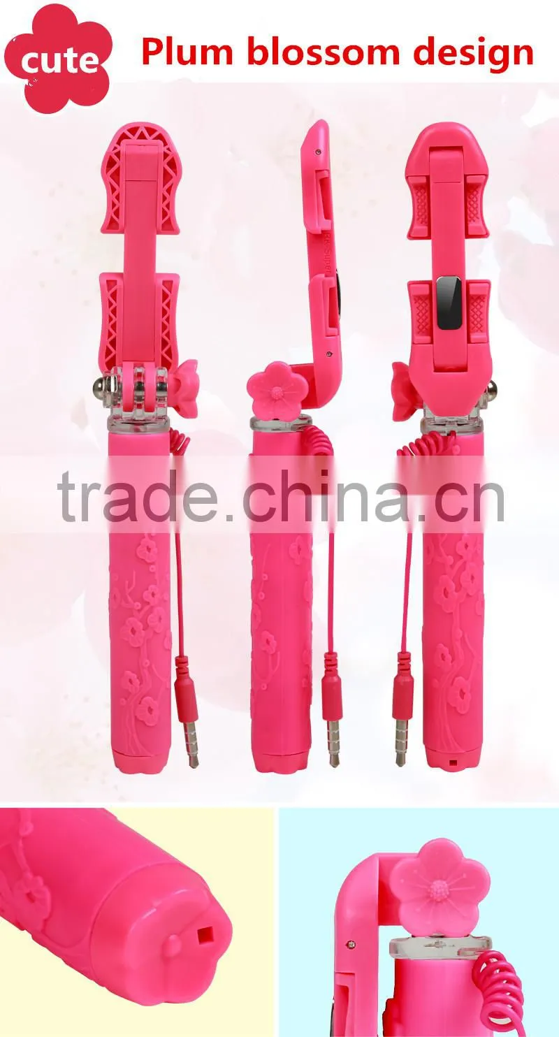 Super Mini 5 Plum Blossom Wired Selfie Stick Secret Garden Flower Selfie Stick For Christmas