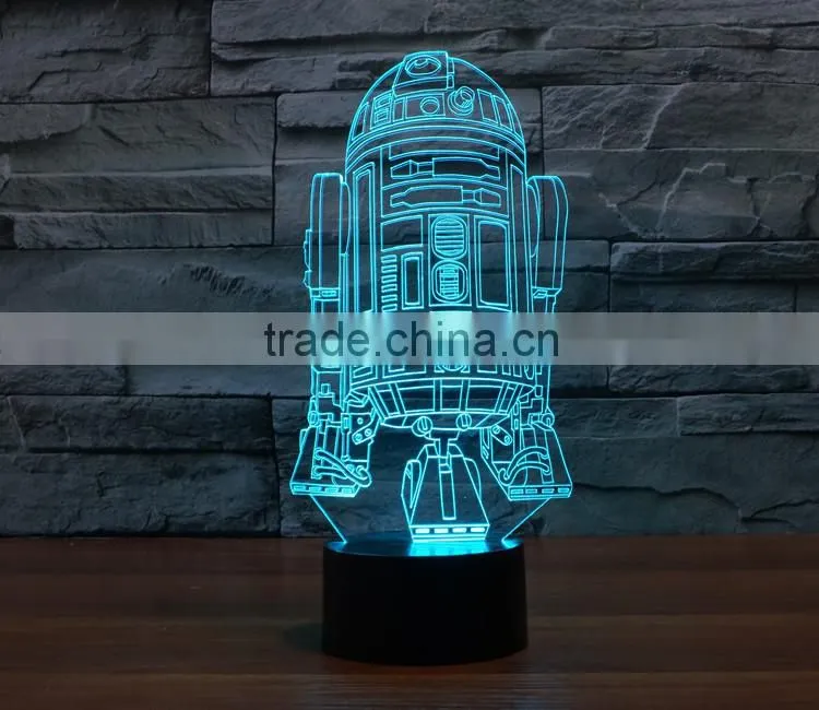 usb + battery operated acrylic night light lamp led 3d color change warship shape light for children kids baby led lamp