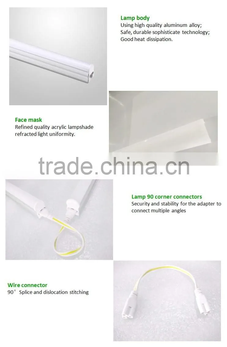 Low Power Consumption CRI80 Surface Mounted LED Kitchen Lighting Fixtures T5 4ft LED Tube Light 120cm