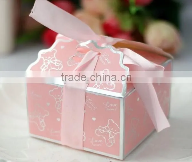 BC017- Simple style favor wedding paper candy boxes with ribbon