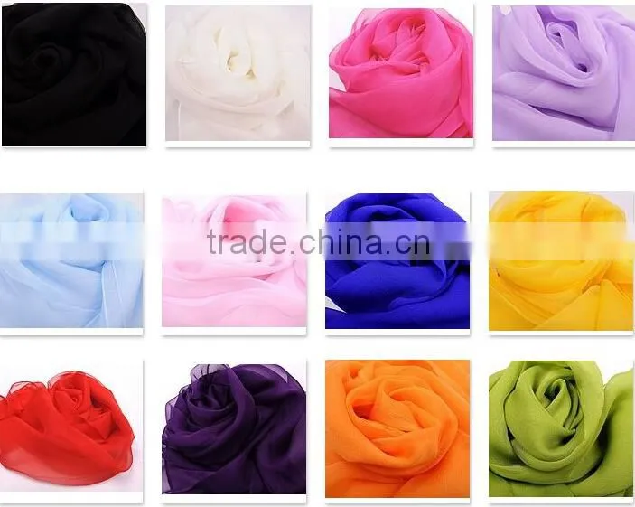 100% silk pure color long silk scarves