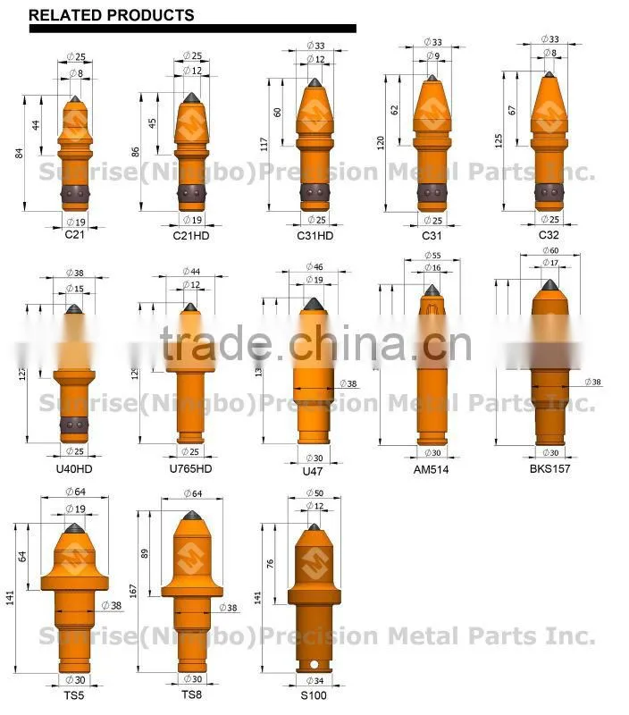 Tbm tunnel boring drilling machine coal mine roadheader coal cutting conical coal mine cutter auger miner drill bit tunnel