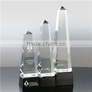 New design crystal pyramid clear and blue triangle awards