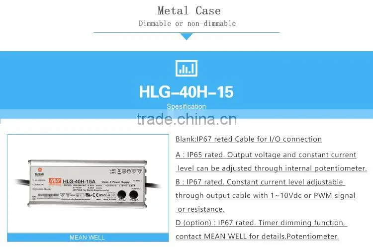 Meanwell 40W 15v Single Output LED driver /15v Switching Power Supply/waterproof power supply