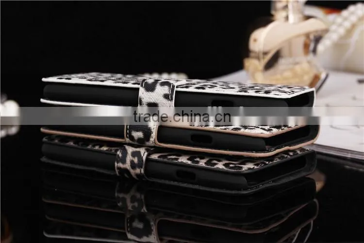 Hot Gray Color Leopard Design Leather Wallet Case Cover for iPhone 6