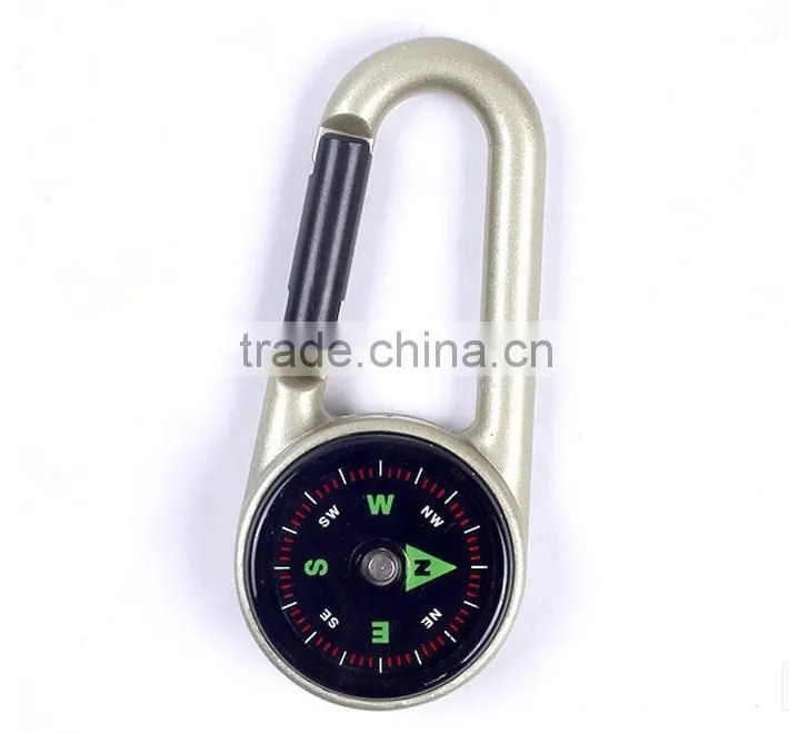 Metal Key Carabiner With Compass