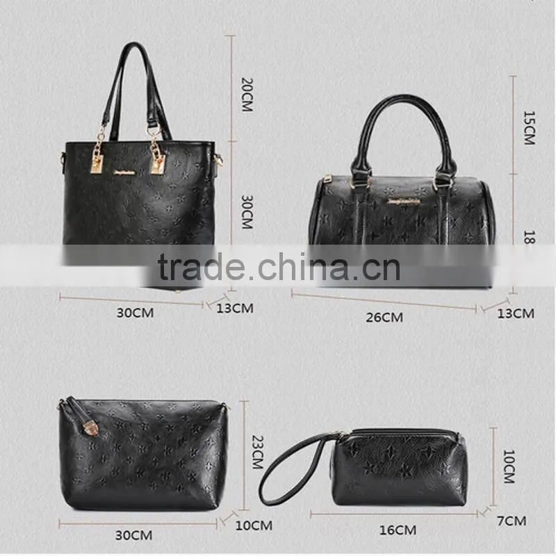 Famous Brands Ladies Handbags 2016 Elegant Female 6 in 1set Women's PU Leather