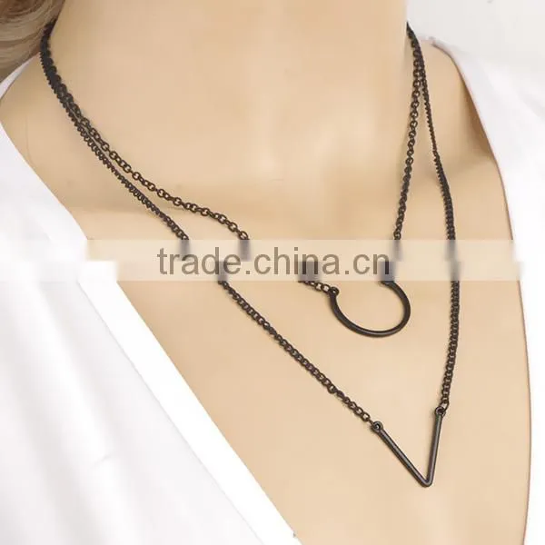 double-deck arrows fashion long thin chain necklace