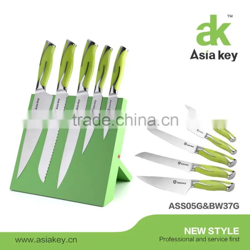Sharp blade knife set for kitchen wooden handle acrylic block