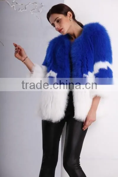 Blue and white wholesale price fox fur coat for women winter